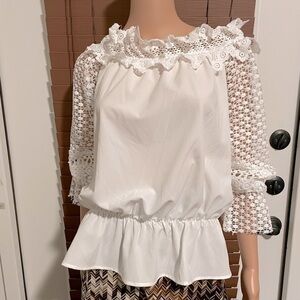 Nwot Adrianna Papell Halter Top, Crochet Lace Effect, Elastic Waist, Size M